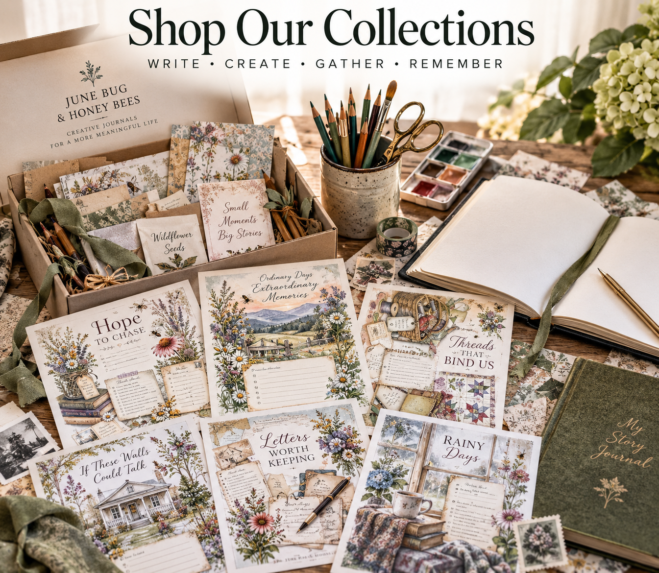Shop Our Collections story journal artwork